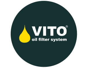 Logo VITO oil filter system fondo oscuro